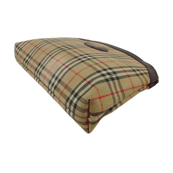 BURBERRY Pouch Nova Check Beige Check Canvas x Leather Auth Used - Picture 4 of 9